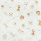 Tissu Double Gaze De Coton Imprimé | Lion Girafe Fond Blanc | Laize 155cm