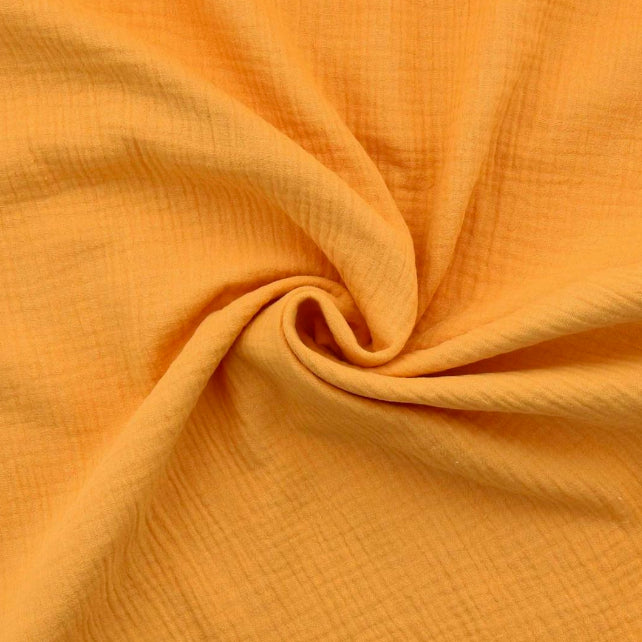 Tissu Double Gaze De Coton Uni - Mangue - Laize 130cm