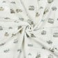 Tissus Double Gaze De Coton Imprimé | Véhicules Beige Bleu | Laize 135cm