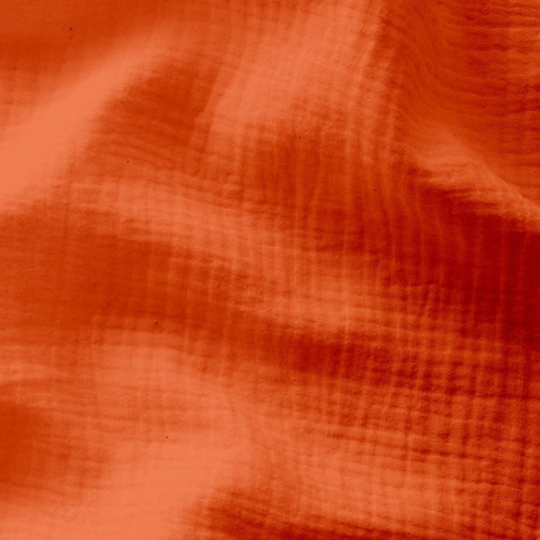 Double Gaze De Coton Uni - Orange Tangerine
