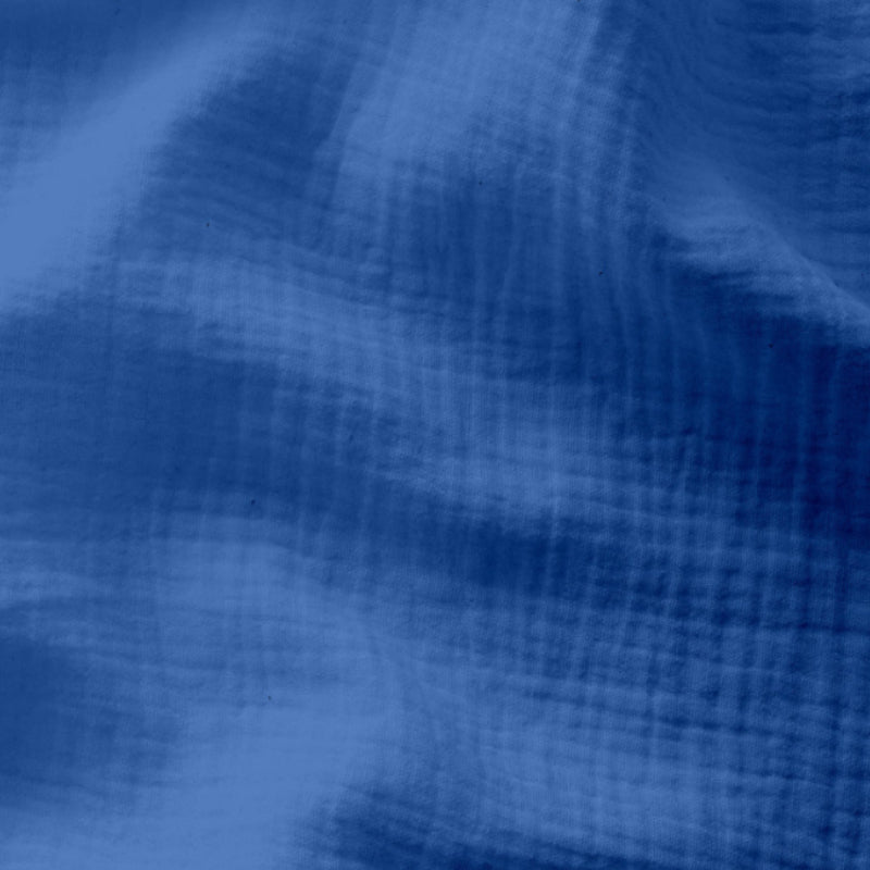 Double Gaze De Coton Uni - Bleu Outremer
