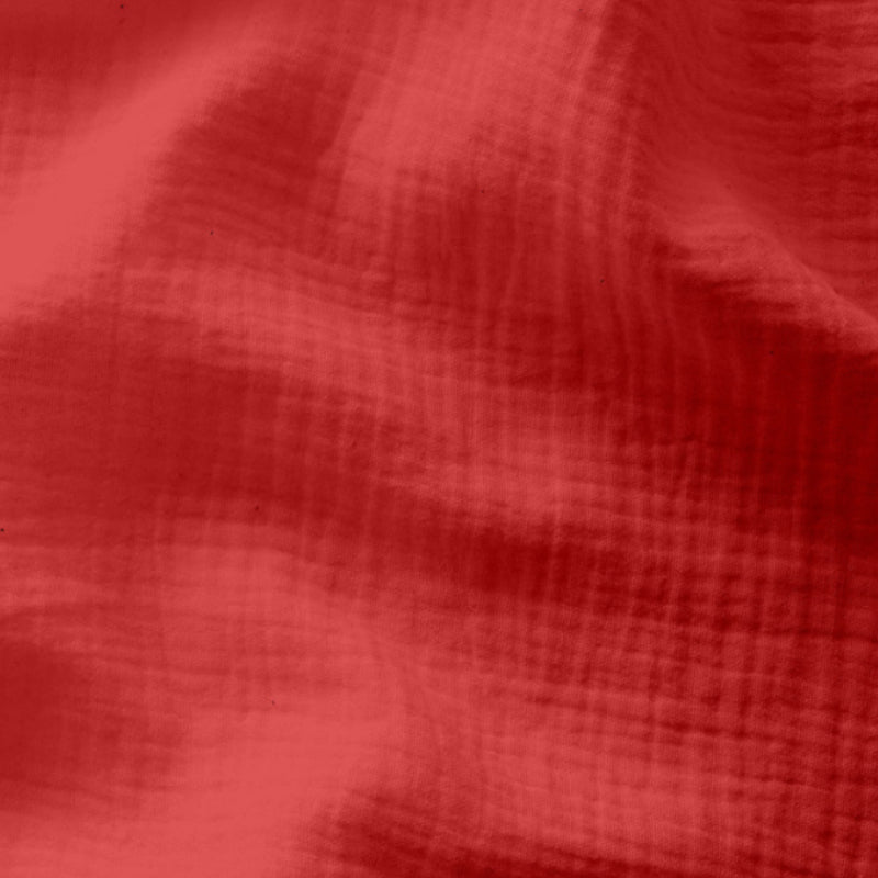 Double Gaze De Coton Uni - Cerise