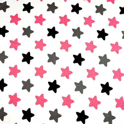 Etoiles Gris Framboise Fond Blanc | 1m x 1m50