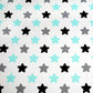 Etoiles Gris Turquoise Fond Blanc | 1m x 1m50 (Copie)