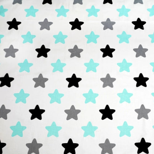 Etoiles Gris Turquoise Fond Blanc | 1m x 1m50 (Copie)