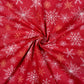 Tissu Coton Noël Flocons Festifs Fond Rouge | Laize 1m55