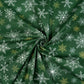 Tissu Coton Noël Flocons Festifs Fond Vert | Laize 1m55