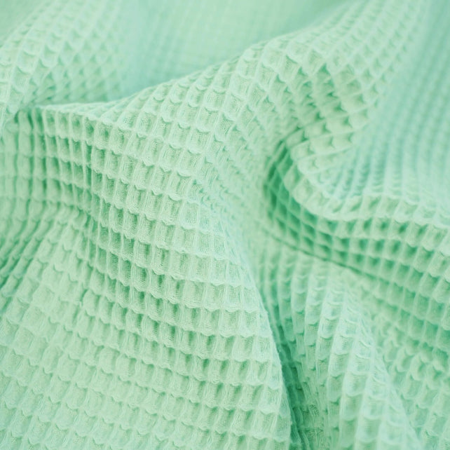 Tissu Nid d'abeille 100% Coton Gaufré | Vert Menthe | Laize 1m55