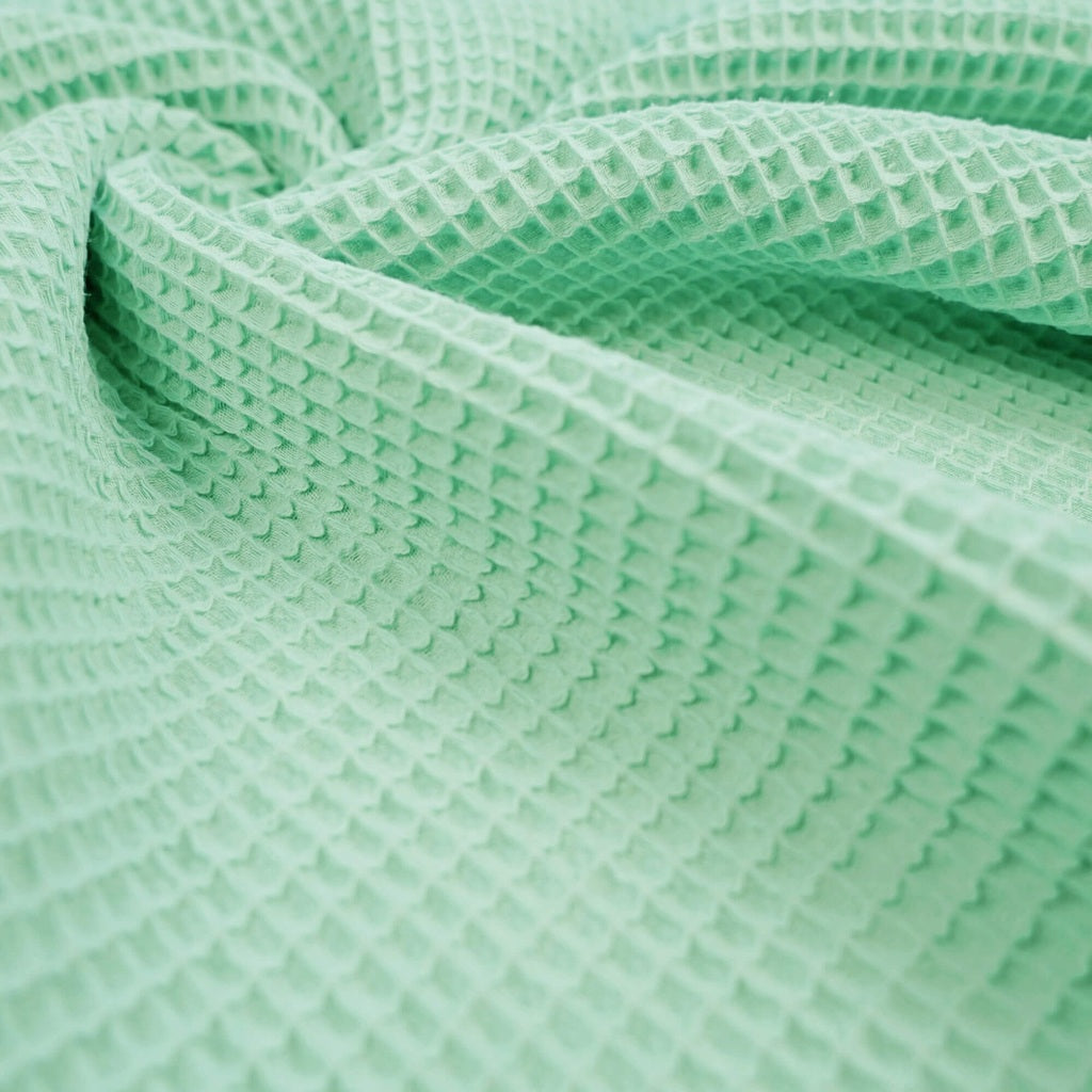 Nid d'abeille 100% Coton Gaufré | Vert Menthe | Laize 1m55