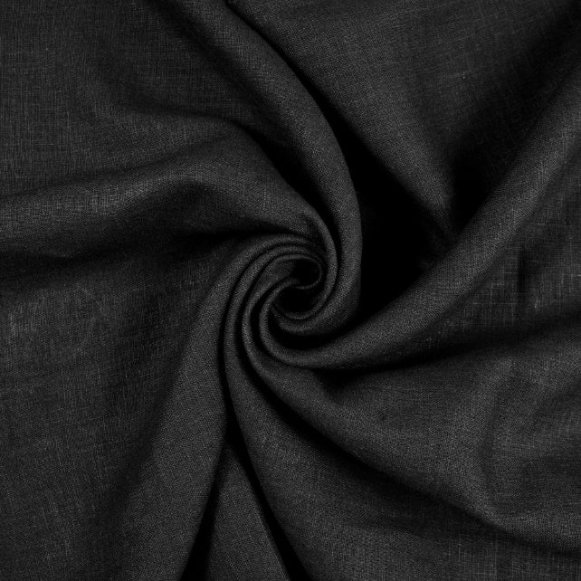 Tissu 100% Lin Lavé | Noir Stonewashed | 190gr/m² Laize 1m45
