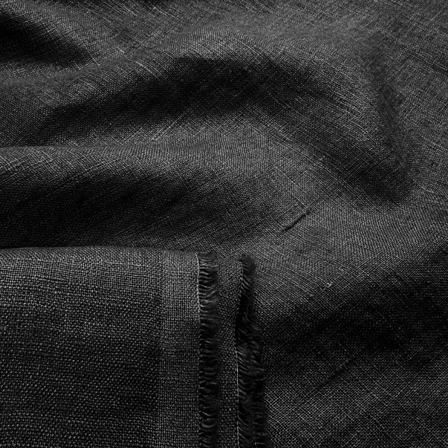 Tissu 100% Lin Lavé | Noir Stonewashed | 190gr/m² Laize 1m45