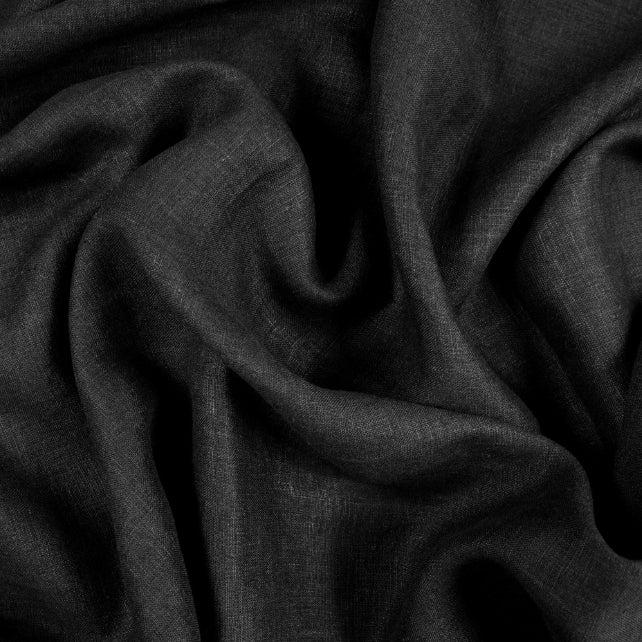 Tissu 100% Lin Lavé | Noir Stonewashed | 190gr/m² Laize 1m45