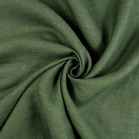 Tissu 100% Lin Lavé | Vert Olive Stonewashed | 190gr/m² Laize 1m45