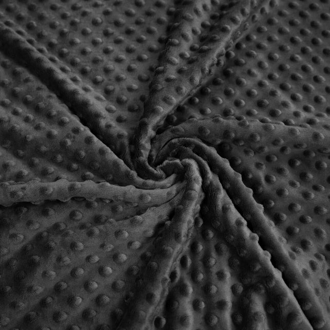 Tissu Minky A Pois Premium 380g/m² - Gris Foncé