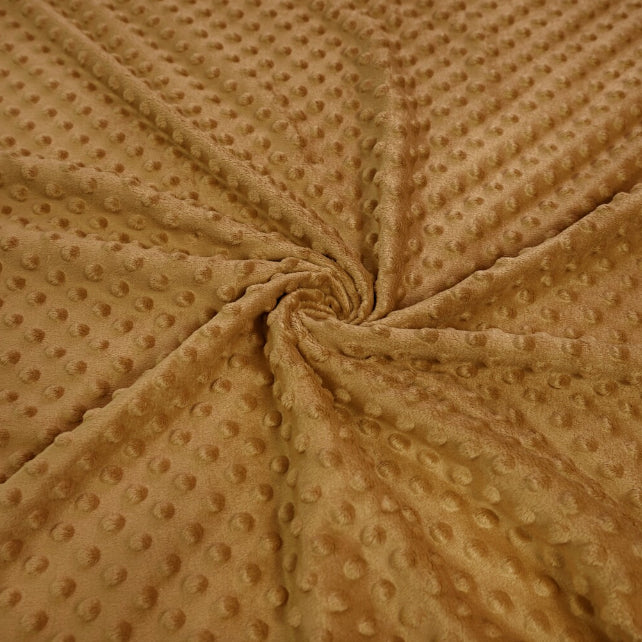 Tissu Minky A Pois Premium 380g/m² - Moutarde Foncé