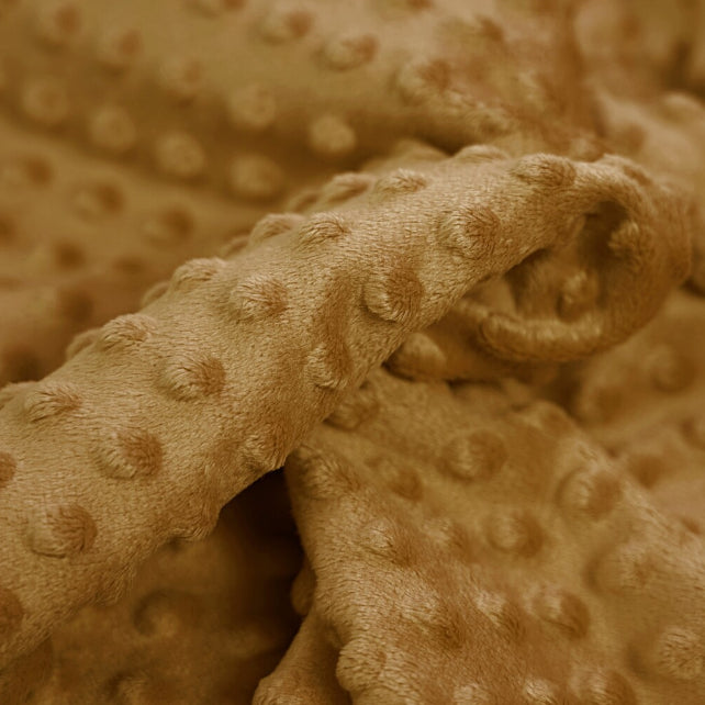 Tissu Minky A Pois Premium 380g/m² - Moutarde Foncé