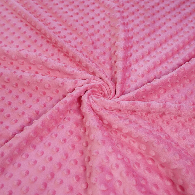 Tissu Minky A Pois Premium 380g/m² - Rose Pivoine Azalea
