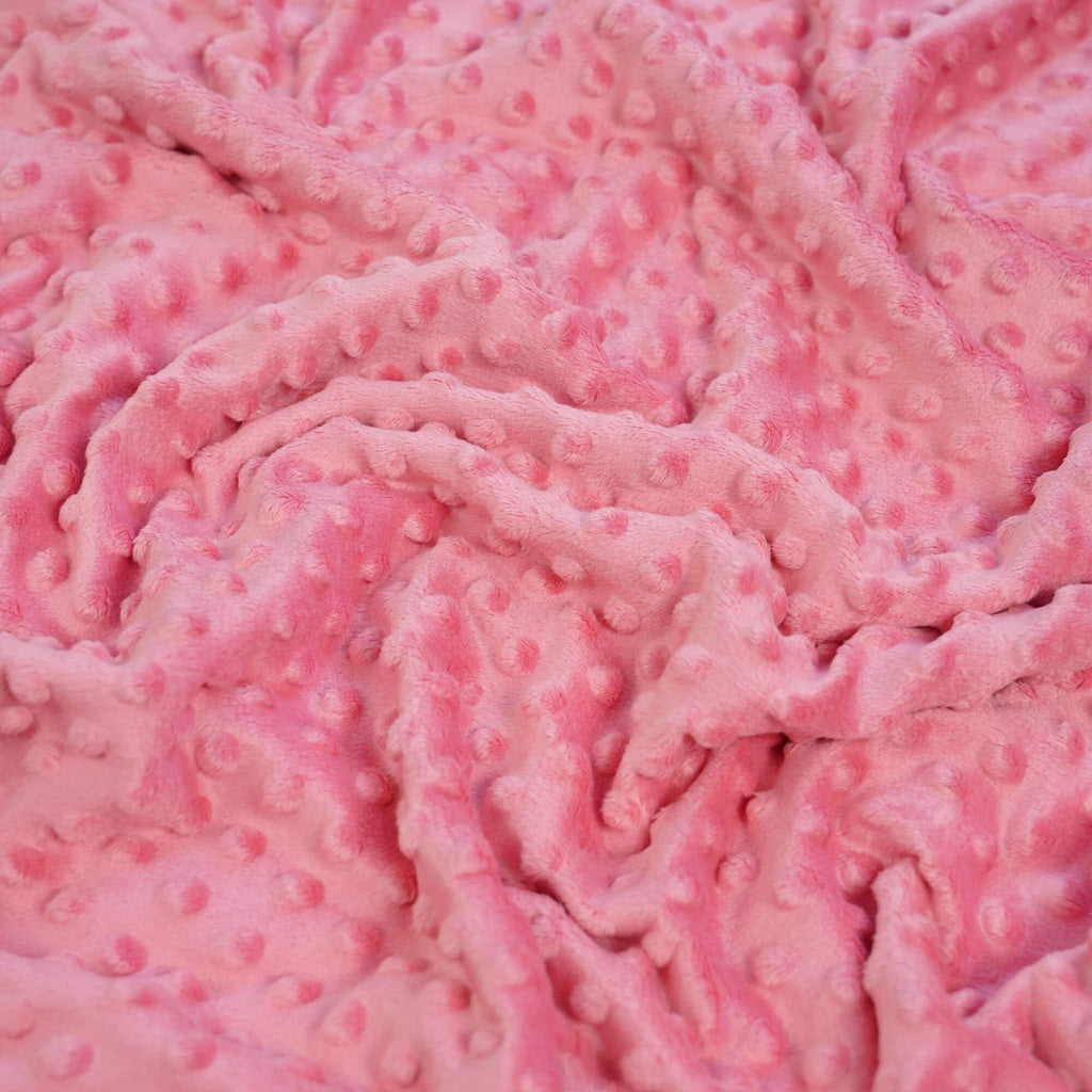 Tissu Minky A Pois Premium 380g/m² - Rose Fraise