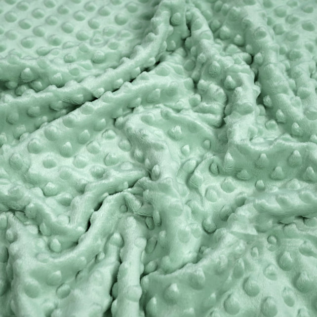 Tissu Minky A Pois Premium 380g/m² - Vert Sauge