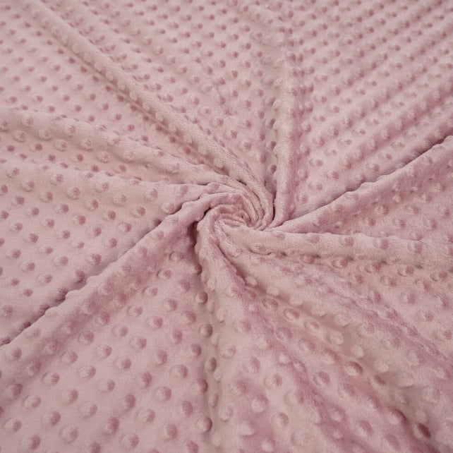 Tissu Minky A Pois Premium 380g/m² - Vieux Rose Pastel