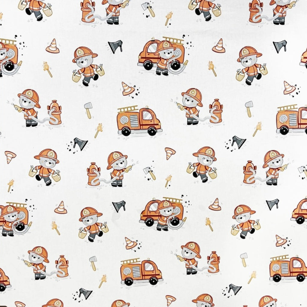 Ourson Pompier Fond Blanc | 1m x 1m60