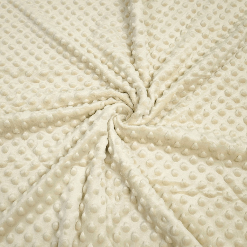 Tissu Minky A Pois Premium 380g/m² - Beige Perle Crème
