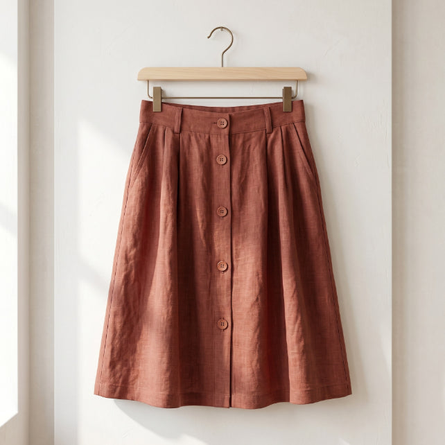 Tissu 100% Lin Lavé | Rouge Brique Stonewashed | 190gr/m² Laize 1m45
