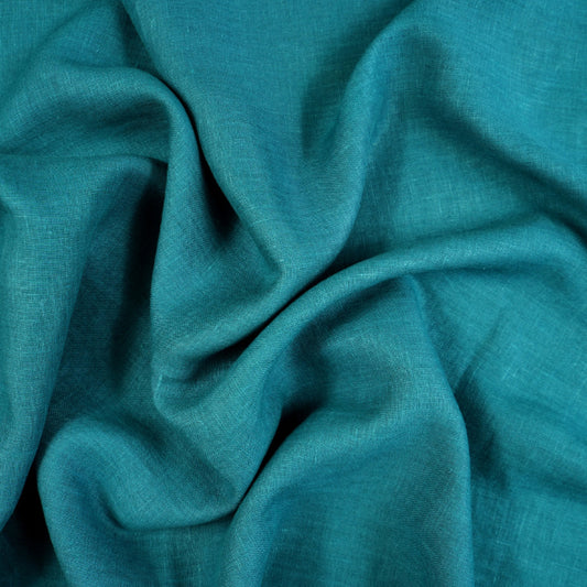Tissu 100% Lin Lavé | Bleu Ocean Turquoise Stonewashed | 190gr/m² Laize 1m45