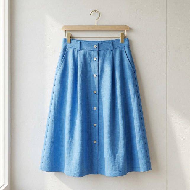 Tissu 100% Lin Lavé | Bleu Stonewashed | 190gr/m² Laize 1m45
