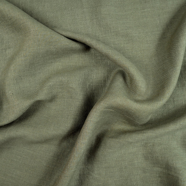 Tissu 100% Lin Lavé | Vert Kaki Stonewashed | 190gr/m² Laize 1m45