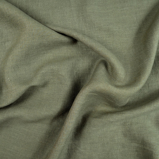 Tissu 100% Lin Lavé | Vert Kaki Stonewashed | 190gr/m² Laize 1m45