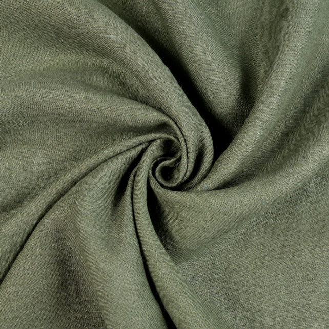 Tissu 100% Lin Lavé | Vert Kaki Stonewashed | 190gr/m² Laize 1m45