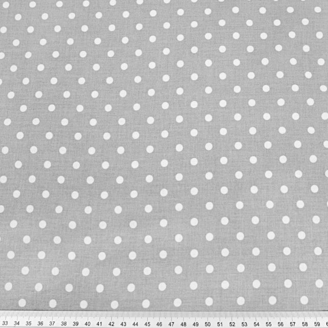 Tissu Coton Petits Pois 4mm Blancs Fond Gris | Laize 1m60