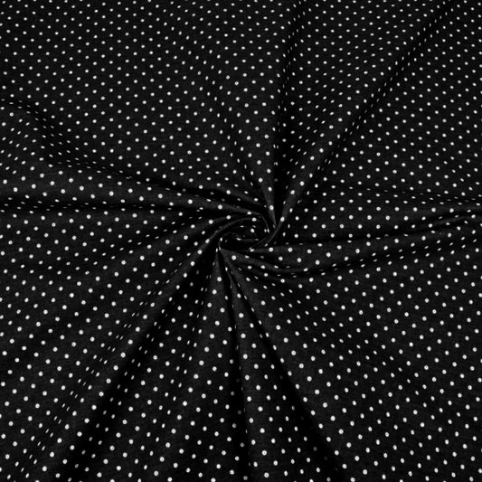 Tissu Coton Petits Pois 4mm Blancs Fond Noir | Laize 1m60