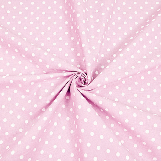 Tissu Coton Petits Pois 4mm Blancs Fond Rose Clair | Laize 1m60