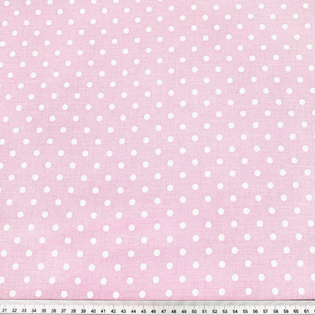 Tissu Coton Petits Pois 4mm Blancs Fond Rose Clair | Laize 1m60