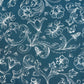 Tissu Coton Contours de Fleurs Bleu Jeans | Laize 1m55