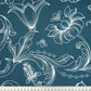 Tissu Coton Contours de Fleurs Bleu Jeans | Laize 1m55