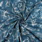 Tissu Coton Contours de Fleurs Bleu Jeans | Laize 1m55