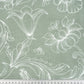 Tissu Coton Contours de Fleurs Vert Olive | Laize 1m55
