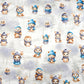 Tissu Coton Animaux de la Forêt Bleu Hiver | Laize 1m55