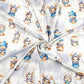 Tissu Coton Animaux de la Forêt Bleu Hiver | Laize 1m55