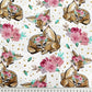 Tissu Coton Biches et Roses Fond Blanc | Laize 1m55