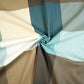 Tissu Coton Géométrique Grands Carrés Beige Turquoise | Laize 1m55