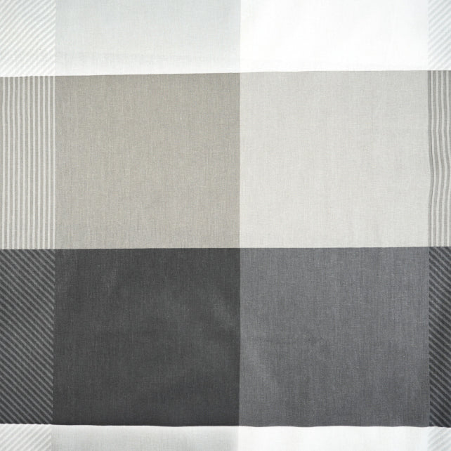 Tissu Coton Géométrique Grands Carrés Gris Brun | Laize 1m55