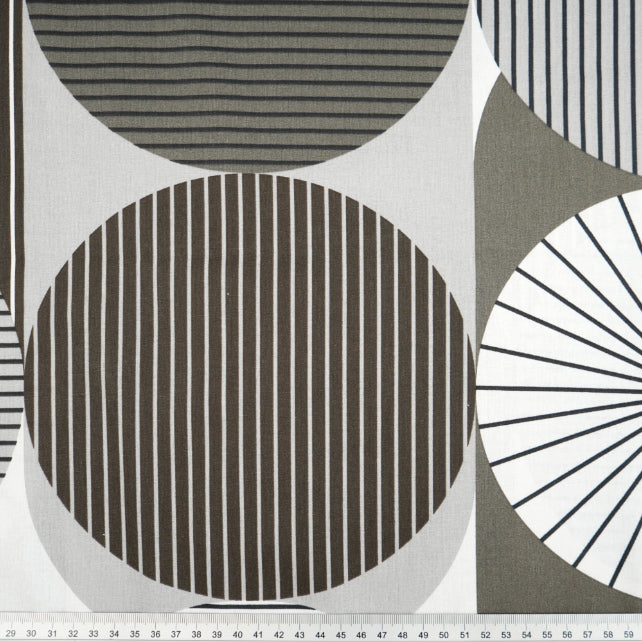 Tissu Coton Géométrique Grands Cercles Gris | Laize 1m55