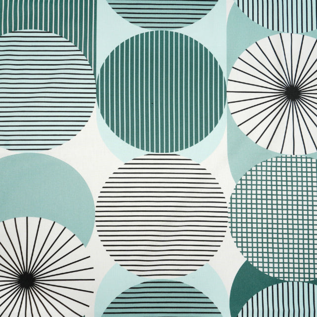 Tissu Coton Géométrique Grands Cercles Sauge | Laize 1m55