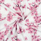 Tissu Coton Cerisier Fleurs Roses Fond Blanc | Laize 1m55