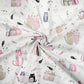 Tissu Coton Chats Rose et Beige Fond Blanc | Laize 1m60