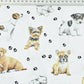 Tissu Coton Chiots et Pattes Sur Fond Blanc | Laize 1m55